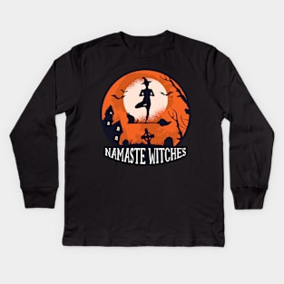 Namaste Witches spooky Halloween Gift for Girls Kids Long Sleeve T-Shirt